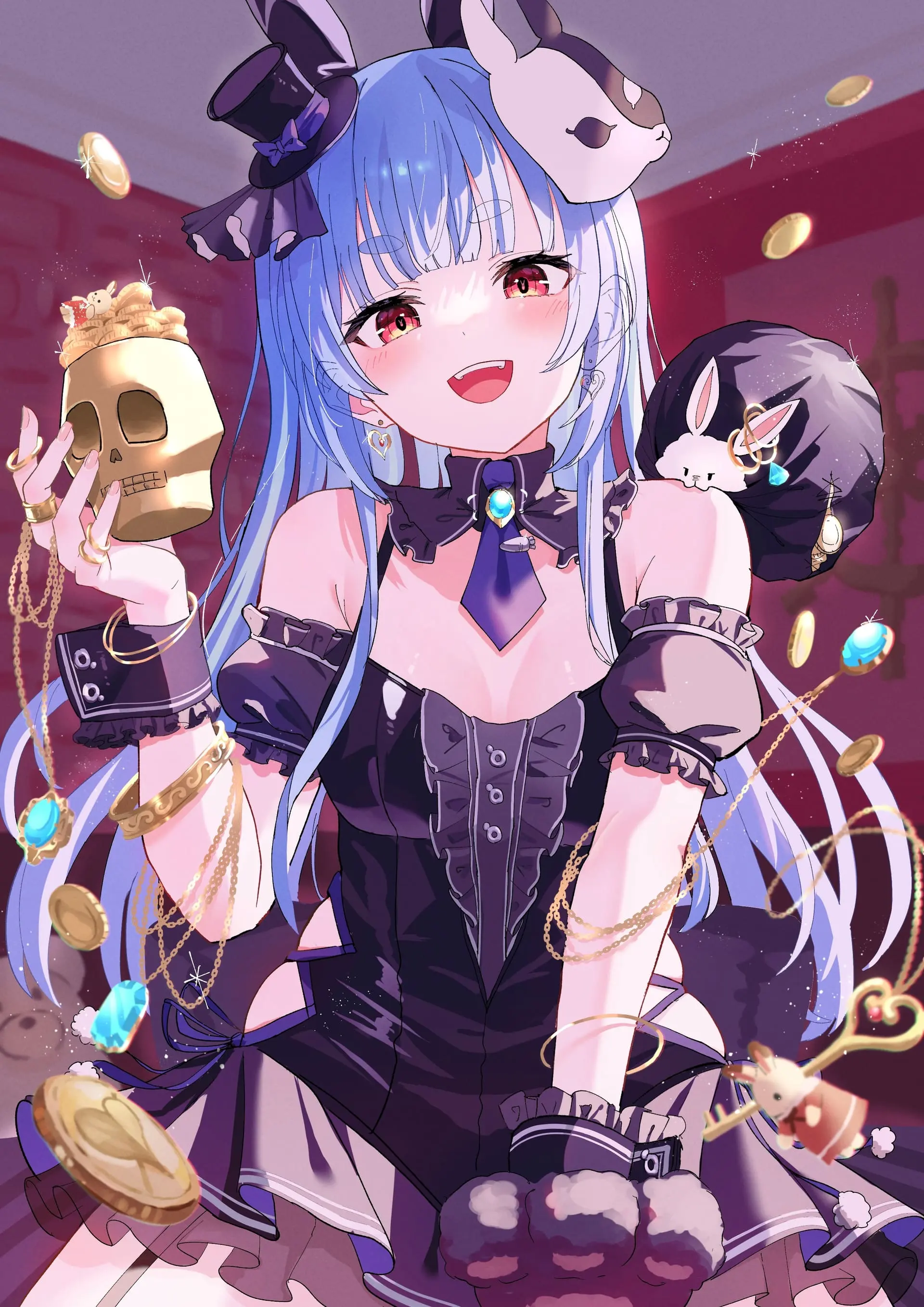 紫发少女抱着一只小玩偶